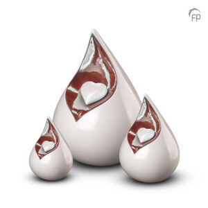 Keramische urn Celest met hart - Wit/Terra